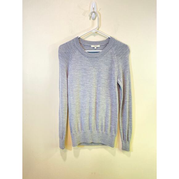 Madewell  Merino Wool Gray Crewneck Sweater With Elbow Patch Small - Picture 9 of 9